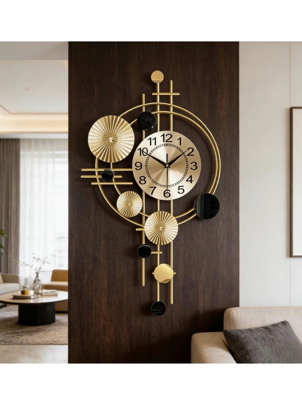 Gold and Black Modern Wall Clock Décor - Brand: